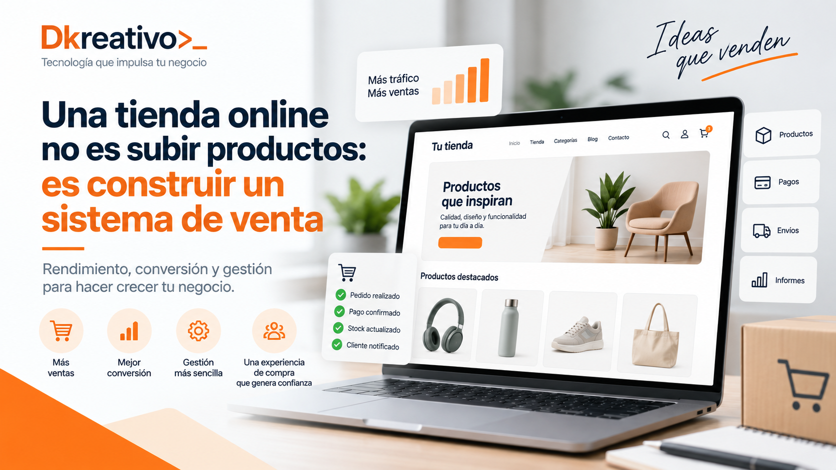 Tienda online profesional orientada a venta, conversión y gestión con Dkreativo